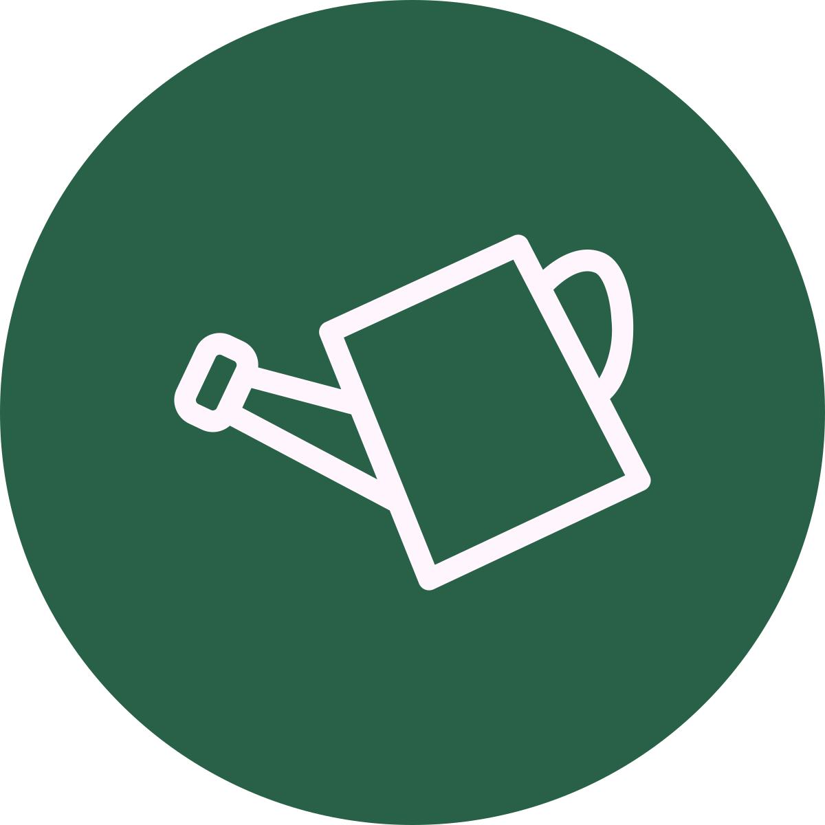 Watering can icon on green circle