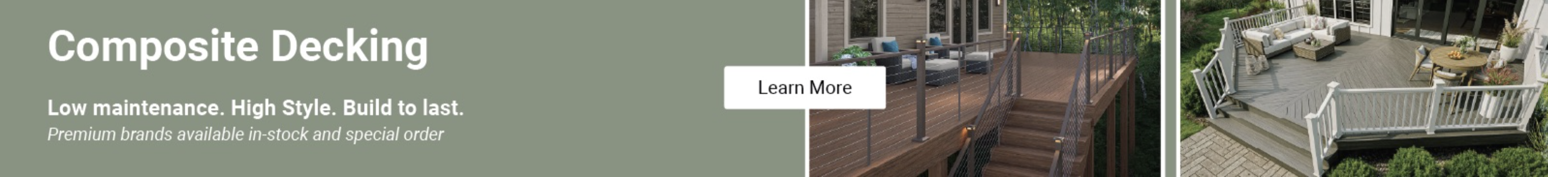 Composite decking is low maintenance and built to last. Click to learn more. 