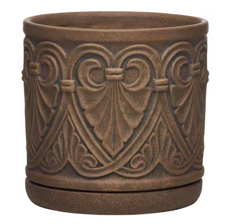 SOUTHERN PATIO® CRM-081531 8-Inch Small Brown Roman Planter at