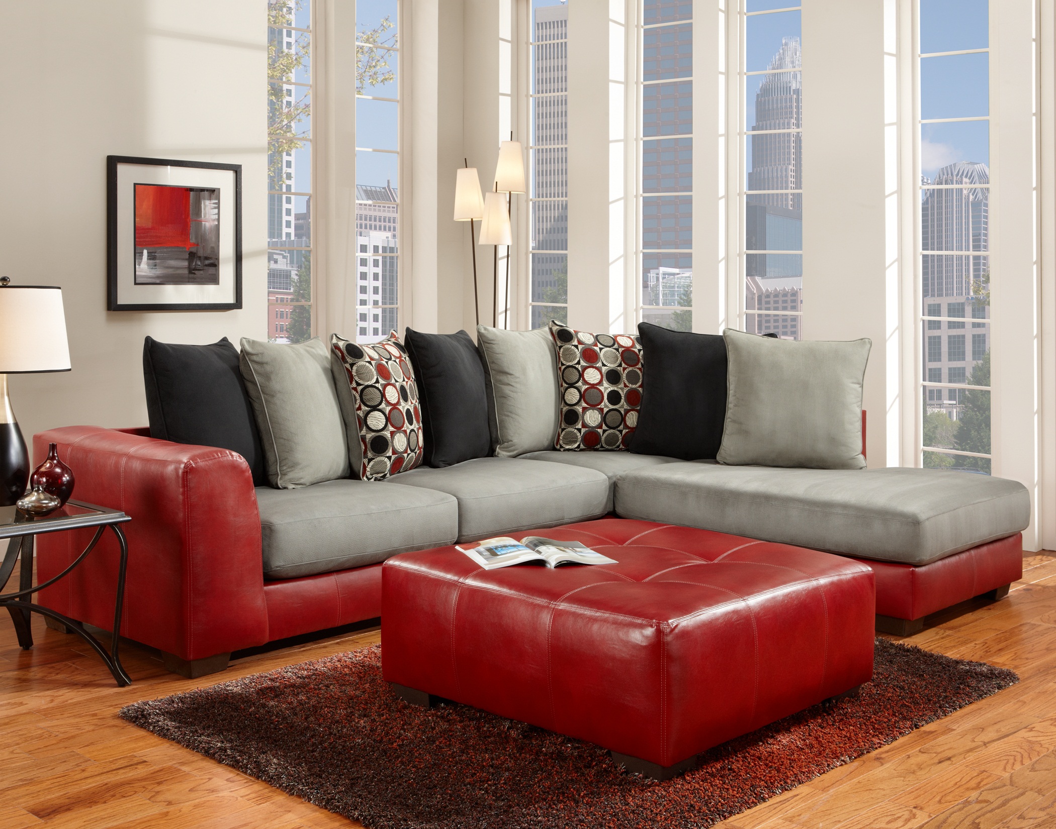 Affordable Furniture 6351/6352 Sectional Sierra Red at Sutherlands