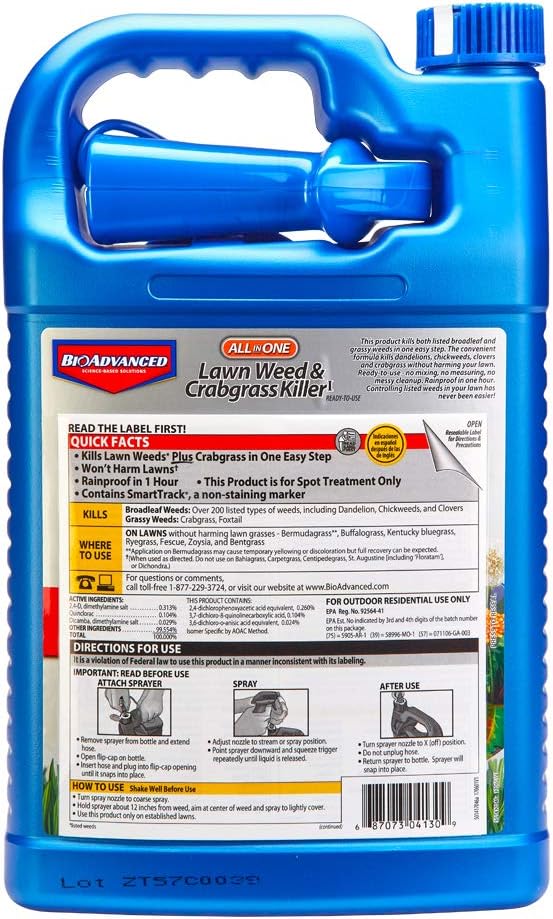 BioAdvanced BY704130A 1-Gallon Ready To Use All-In-One Lawn Weed And ...