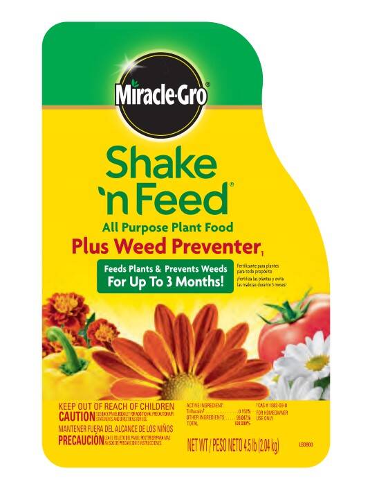 MiracleGro® MR1038361 4 1/2Pound ShakeN Feed Plus Weed Preventer at Sutherlands