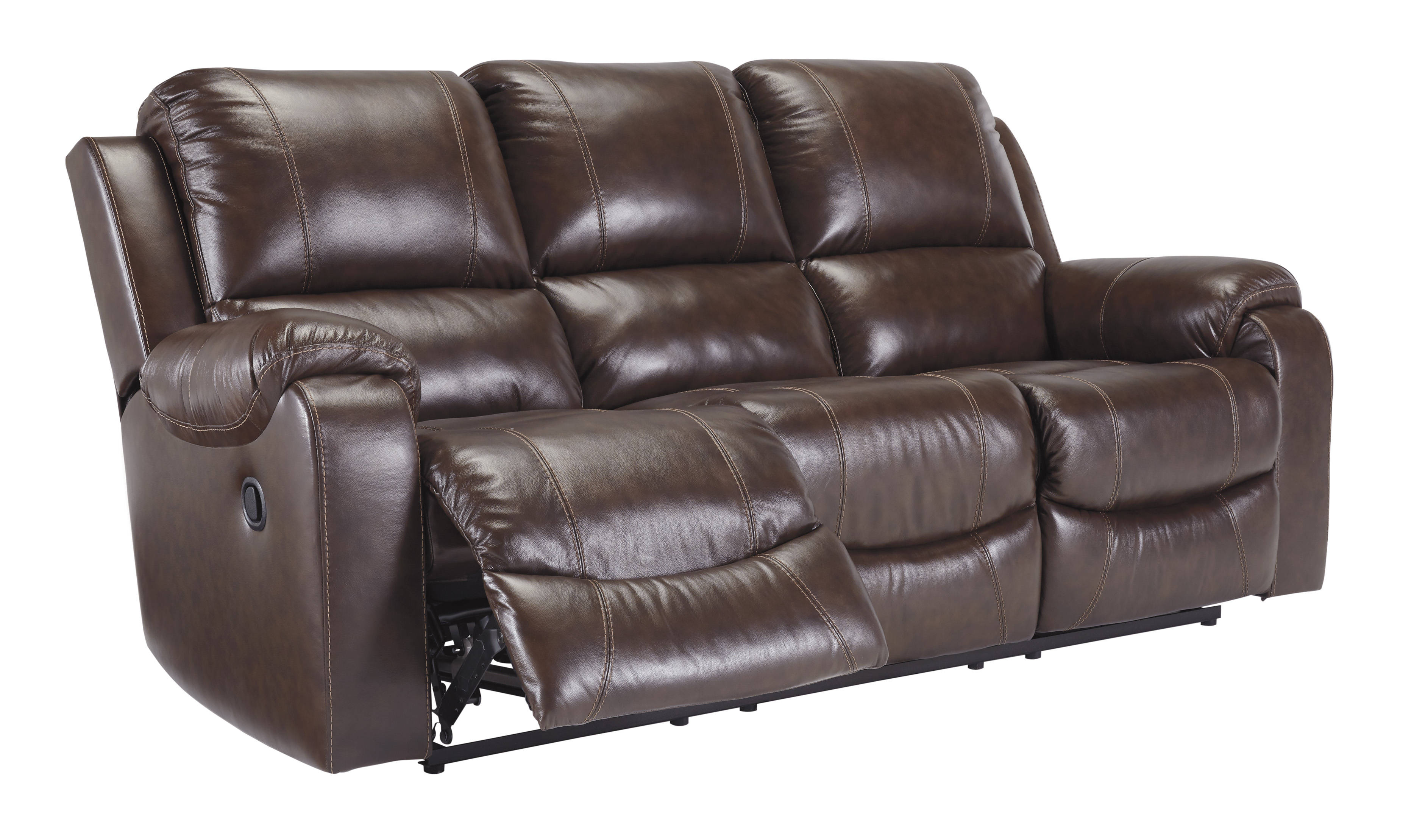 ashley furniture rackingburg leather reclining sofa in mahogany