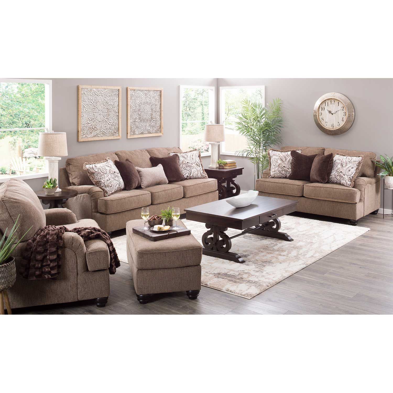 Signature Design By Ashley 4090138 Braemar Brown Stationary Sofa at