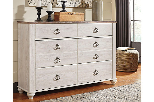 Signature Design By Ashley B267 31 Whitewash Willowton Six Drawer Dresser At Sutherlands 8180