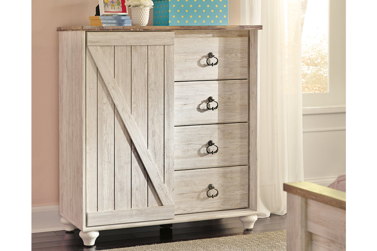 Signature Design By Ashley B267 48 Willowton Whitewash Dressing Chest At Sutherlands