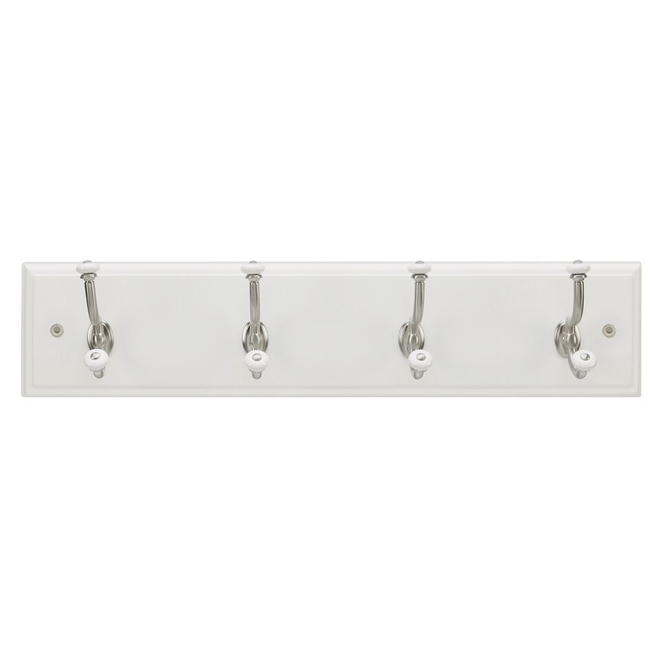 Hickory Hardware C25003-WSN 18-Inch 4-Hook White And Satin Nickel ...