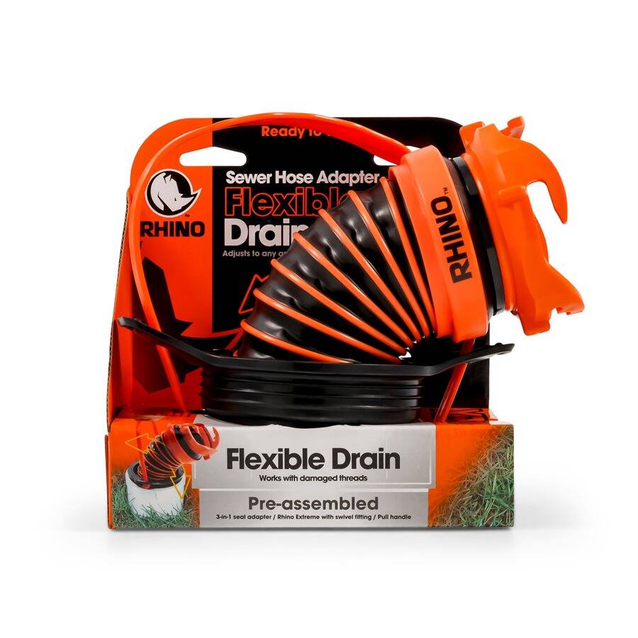 RHINO 39319 3In1 Rv Sewer Hose Adapter Flexible Drain at Sutherlands