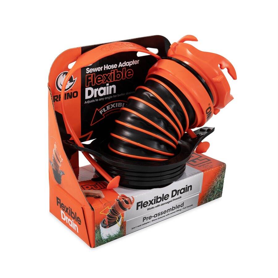RHINO 39319 3In1 Rv Sewer Hose Adapter Flexible Drain at Sutherlands