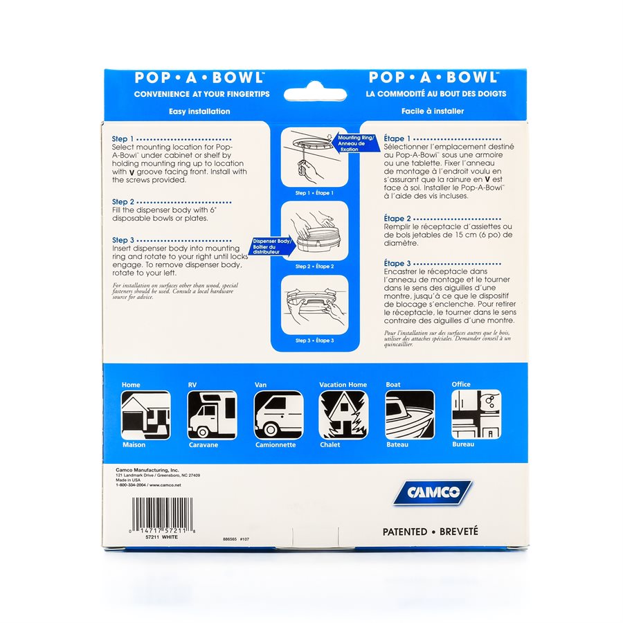 CAMCO 57001 White Pop-A-Plate Paper Plate Dispenser at Sutherlands