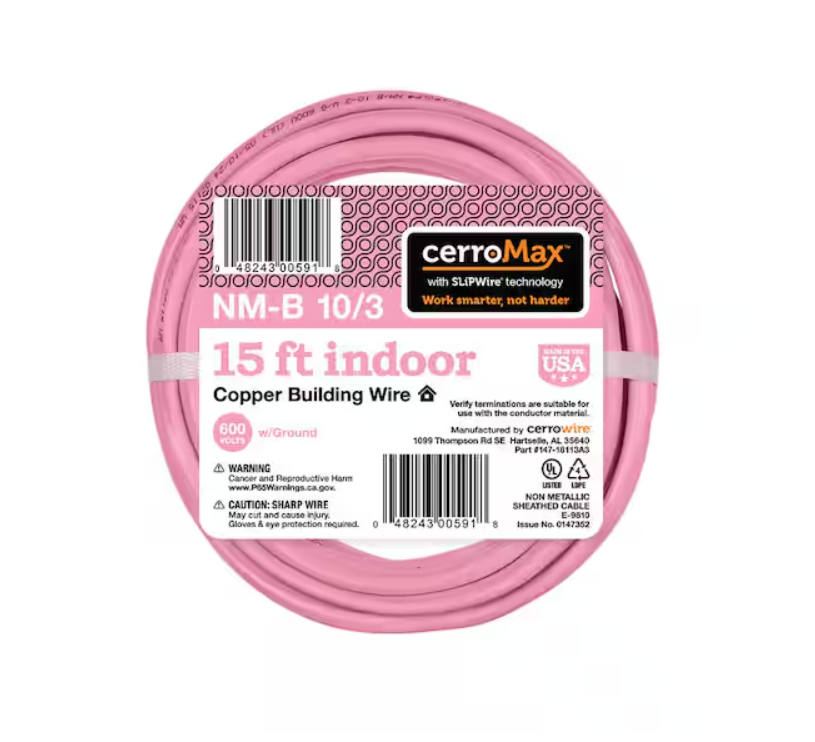 Cerrowire 147-18113A3 10/3 Solid CerroMax SLiPWire Copper NM-B