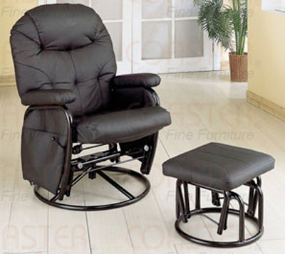 Coaster 7291 Black Deluxe Swivel Glider With Matching Ottoman at