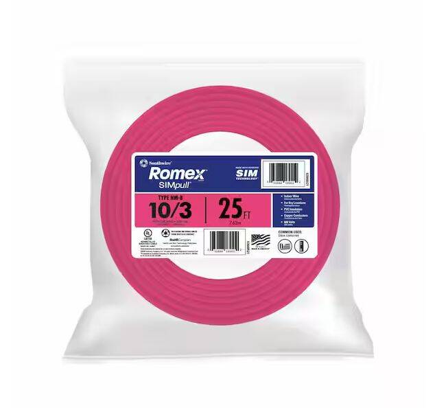 Southwire® 63948521 25Feet 10Gauge/3 Solid Pink Romex® SIMpull® CU NM
