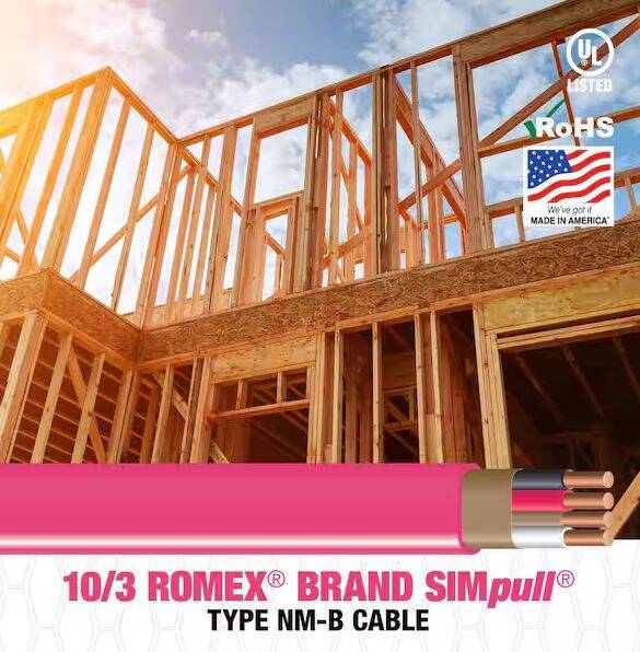 Southwire® 63948521 25Feet 10Gauge/3 Solid Pink Romex® SIMpull® CU NM