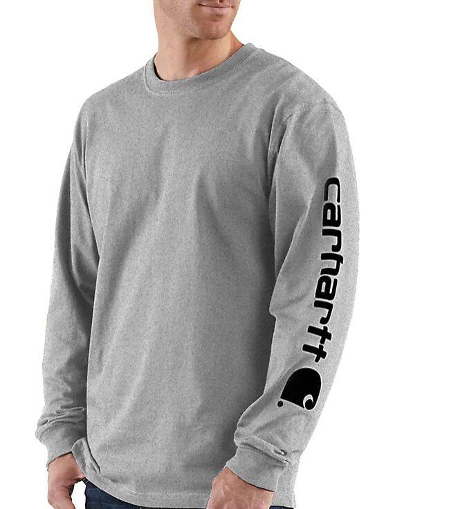 Carhartt® K231 HGY Large Heather Gray Loose Fit Heavyweight Logo Long ...
