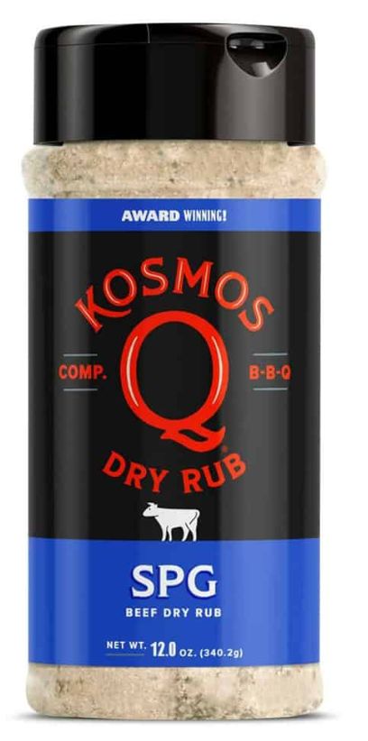 KOSMOS Q KOS-SPG 12-Ounce Salt Pepper And Garlic Dry Rub Seasoning