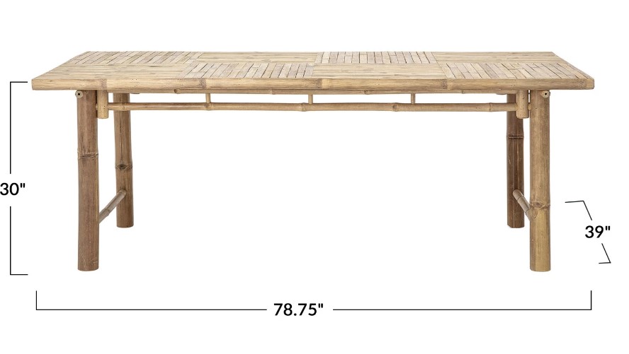 Creative CoOp DF6515 783/4 X 39 X 30Inch Bamboo Dining Table at