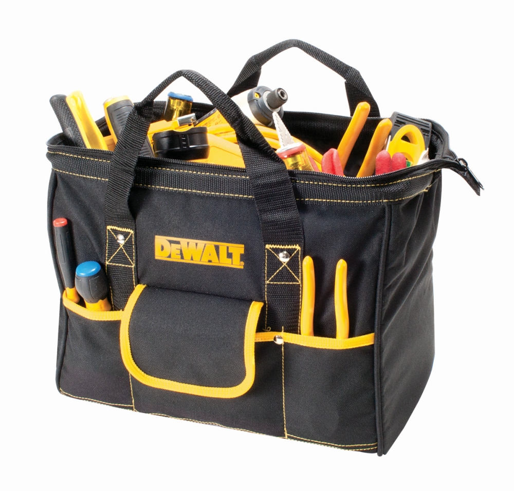 Custom LeatherCraft DG5562 9Pocket 14Inch Black Polyester Closed Top Tool Bag at Sutherlands