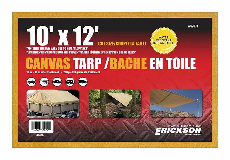 Erickson 57074 10 x 12-Foot Heavy-Duty Canvas Tarp at Sutherlands