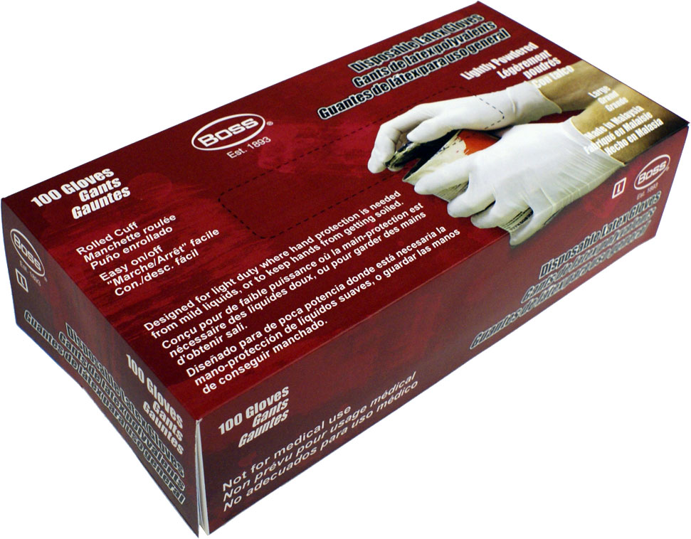 Boss 1UL0004X XLarge Cream Powdered Latex Disposable Glove 100Pack at