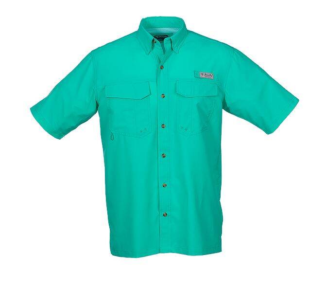 Bimini Flats V Short Sleeve Gulf Green Fishing Shirt, Size Extra-Large