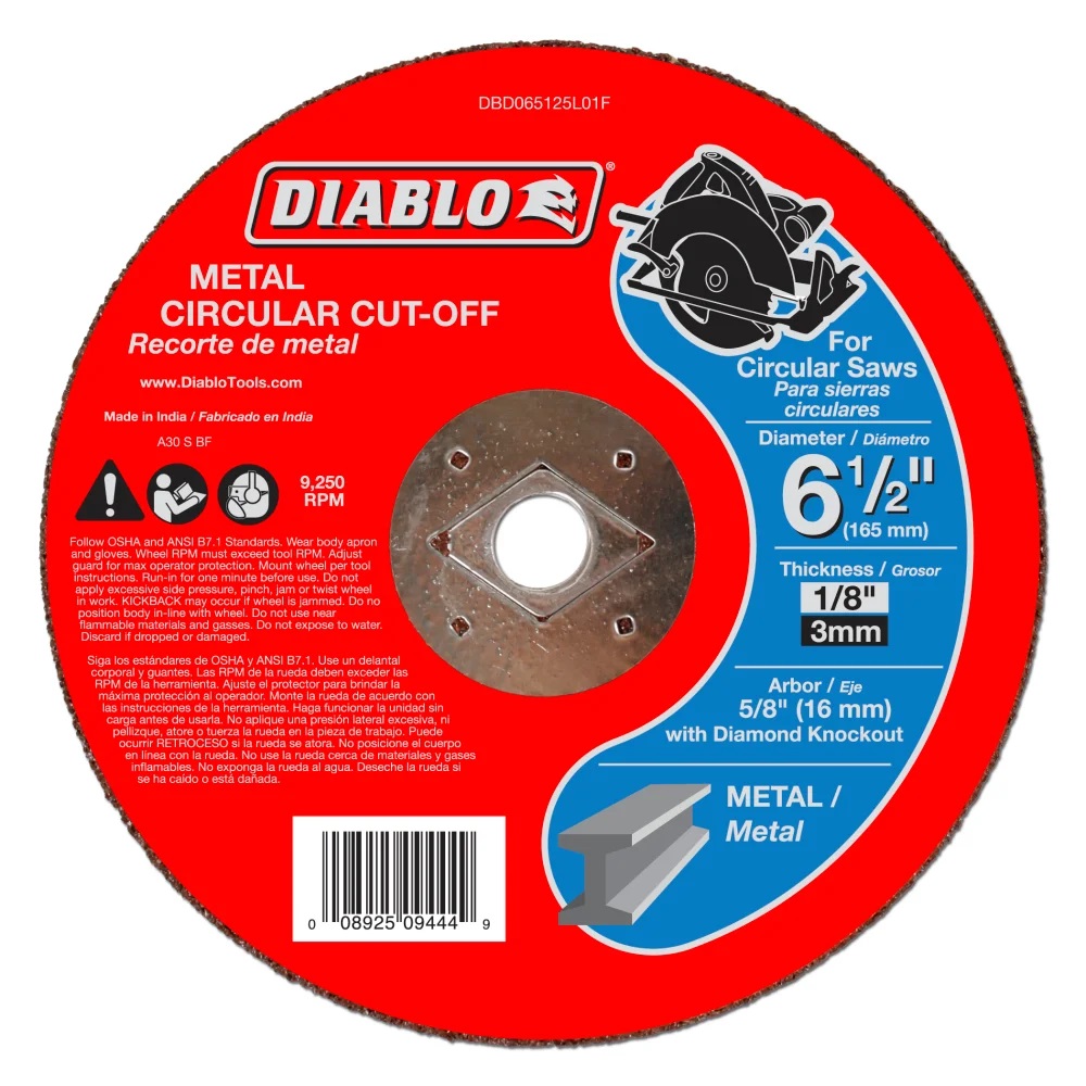 Diablo DBD065125L01F 61/2Inch Metal Circular Cut Off Disc at Sutherlands