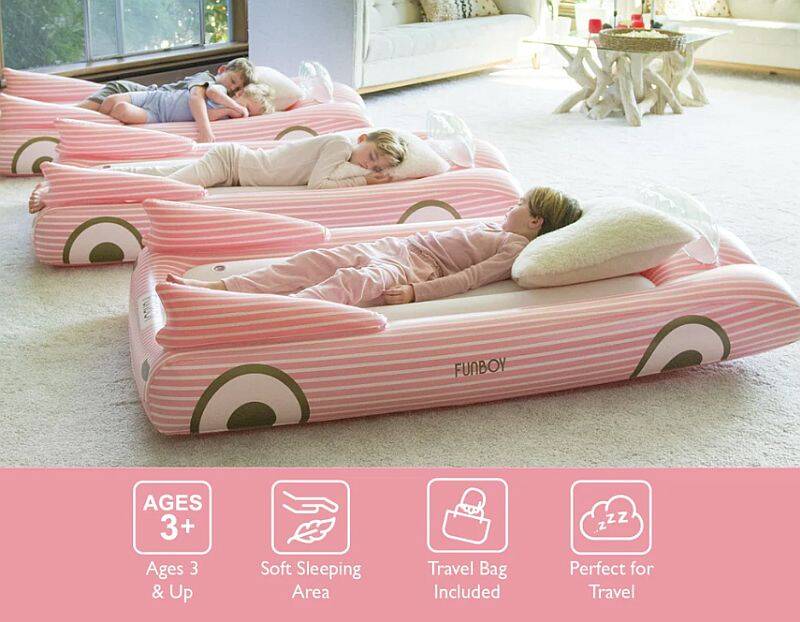 pink convertible kids sleepover air mattress