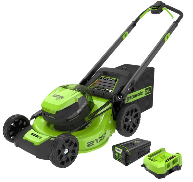 Greenworks 2541202 21-Inch 80-Volt Push Mower with Dual Battery Ports ...