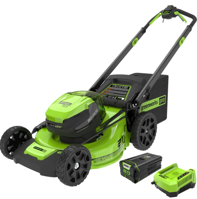 Greenworks 2541302 21-Inch 80-Volt Walk Behind Self-Propelled Lawn ...