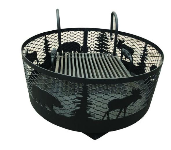 Heavy Metal Outdoor HM-GPS Small Fire Pit With Bear And Moose Decor at