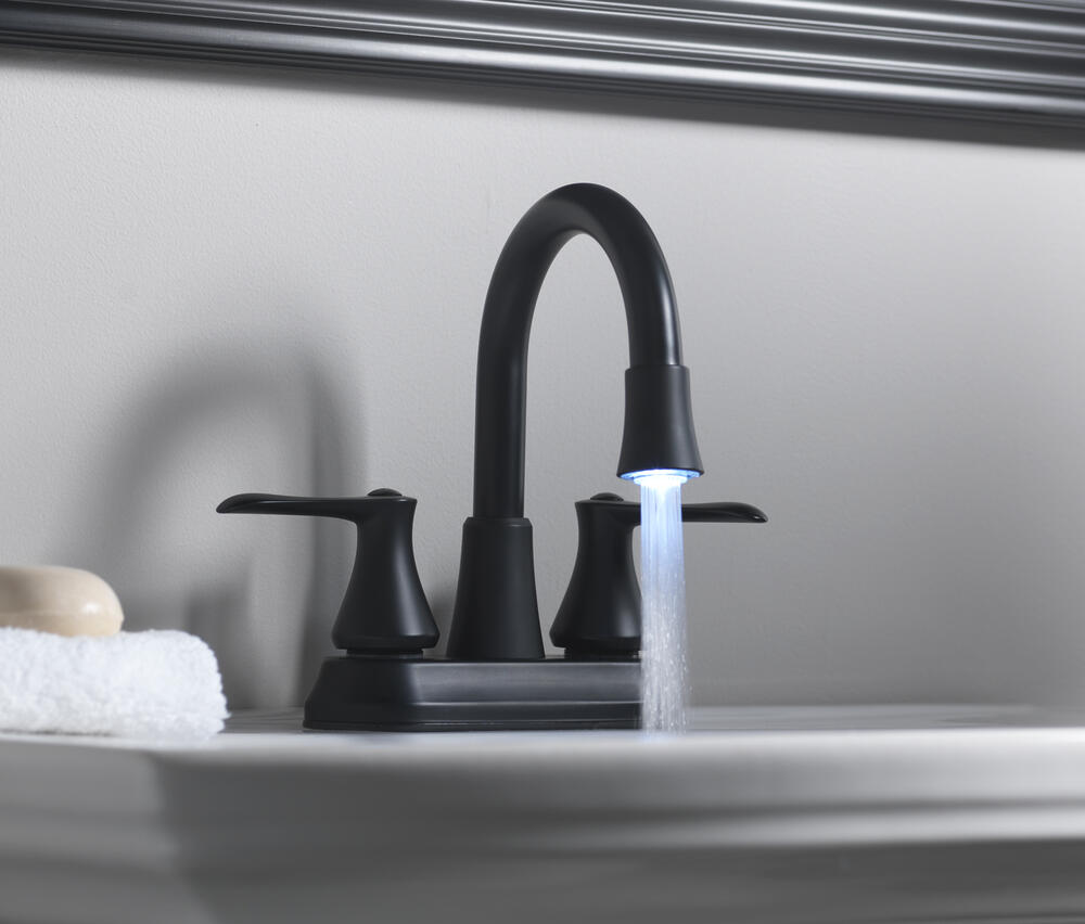 HOMEWERKS 21B42WYMBHWZ Matte Black 2Handle LED Bathroom Faucet at