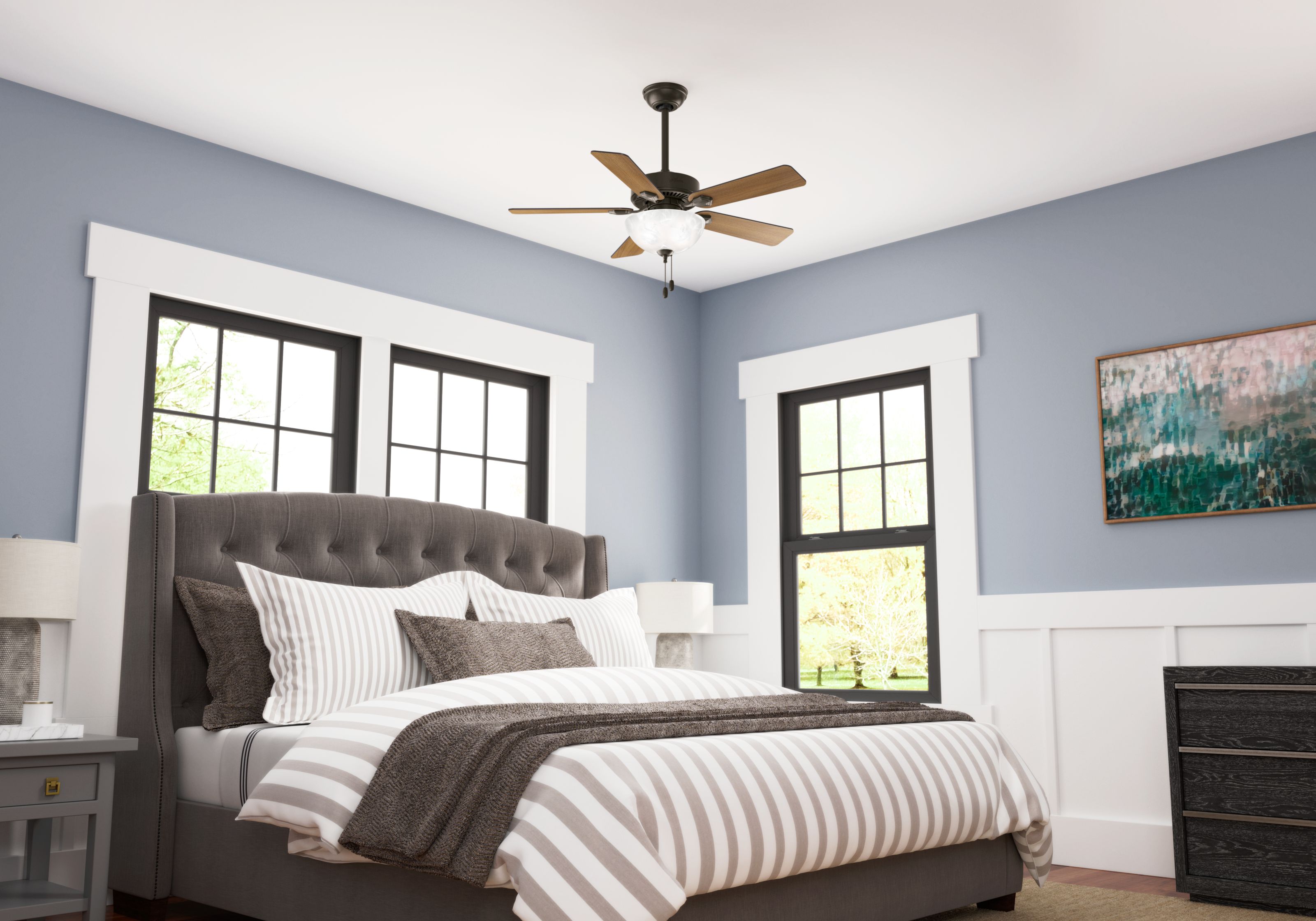 Hunter® 50896 Swanson 44-Inch New Bronze Indoor LED 5-Blade Ceiling Fan ...