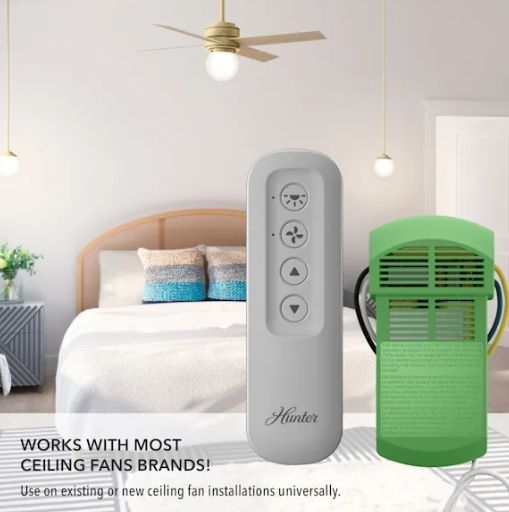 Hunter® 99770 Dove Gray Universal 3Speed Ceiling Fan And Light Kit Remote Control With Receiver