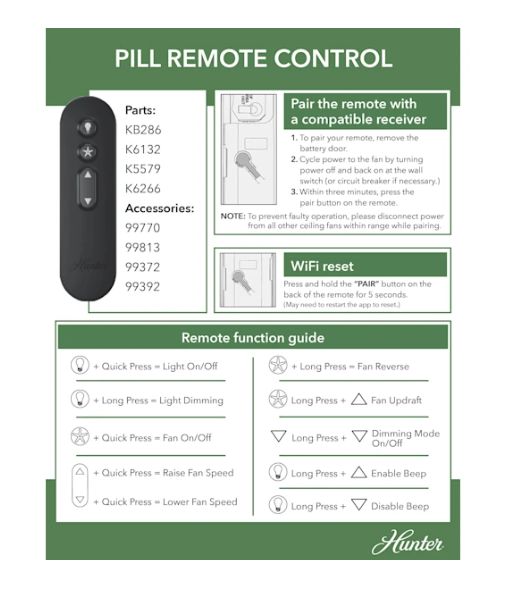 Hunter® 99770 Dove Gray Universal 3Speed Ceiling Fan And Light Kit