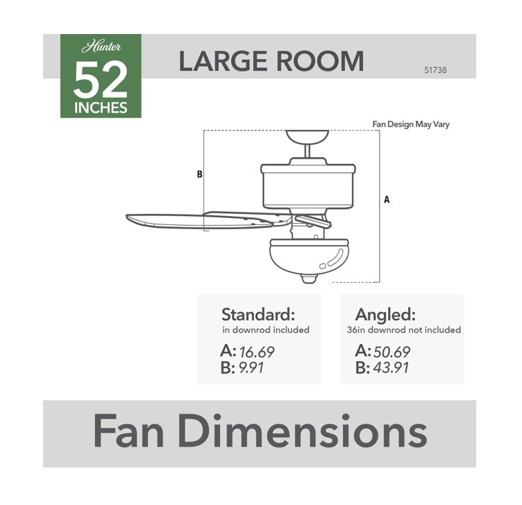 Hunter® 51738 Swanson 52-Inch Matte Black Indoor LED 5-Blade Ceiling ...