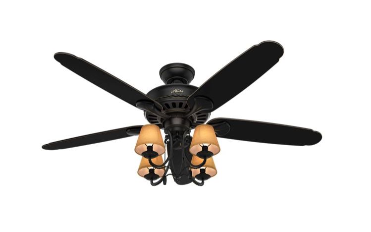 Hunter 53095 54 Inch 5 Blades Black Cortland Ceiling Fan With 4