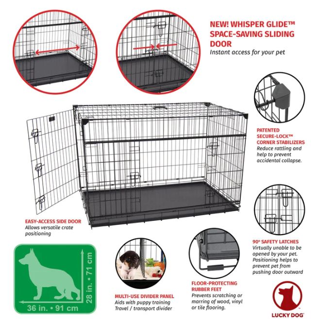 Lucky Dog ZW 51536 36-Inch Dwell Series™ Dog Crate With Sliding Side ...