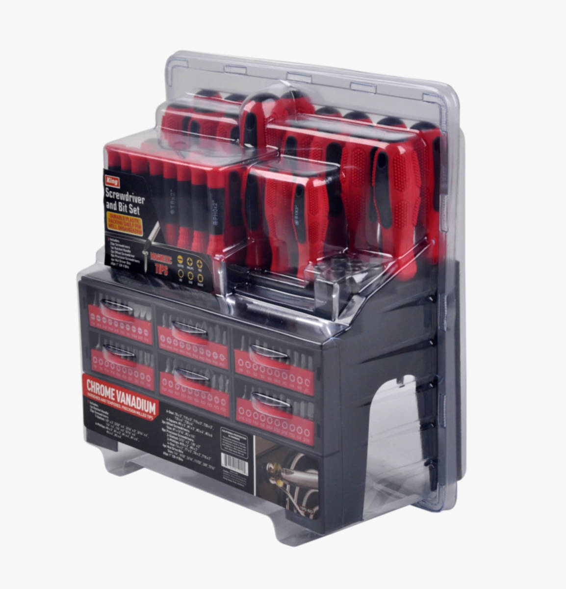 King Tools & Equipment DR81190 100Piece Screwdriver Set With Stand at