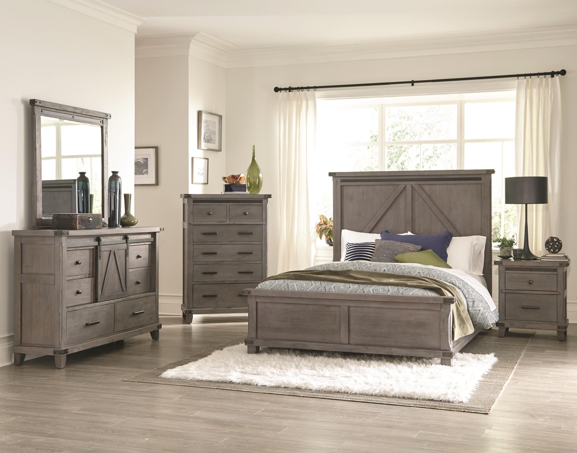 Kith Furniture 82953 Barn Door Gray Rustic Queen Headboard at Sutherlands