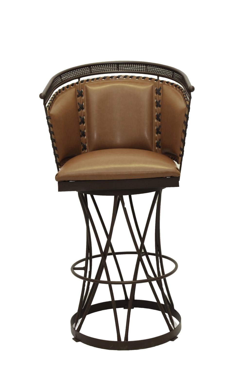 LMT Imports ZSAFRA2417 BRN 30Inch Brown Leather Swivel Bar Stool With
