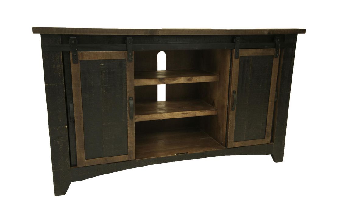 LMT Imports VSERUTBBARN10 60Inch Terra Black Tv Stand With Sliding Doors at Sutherlands