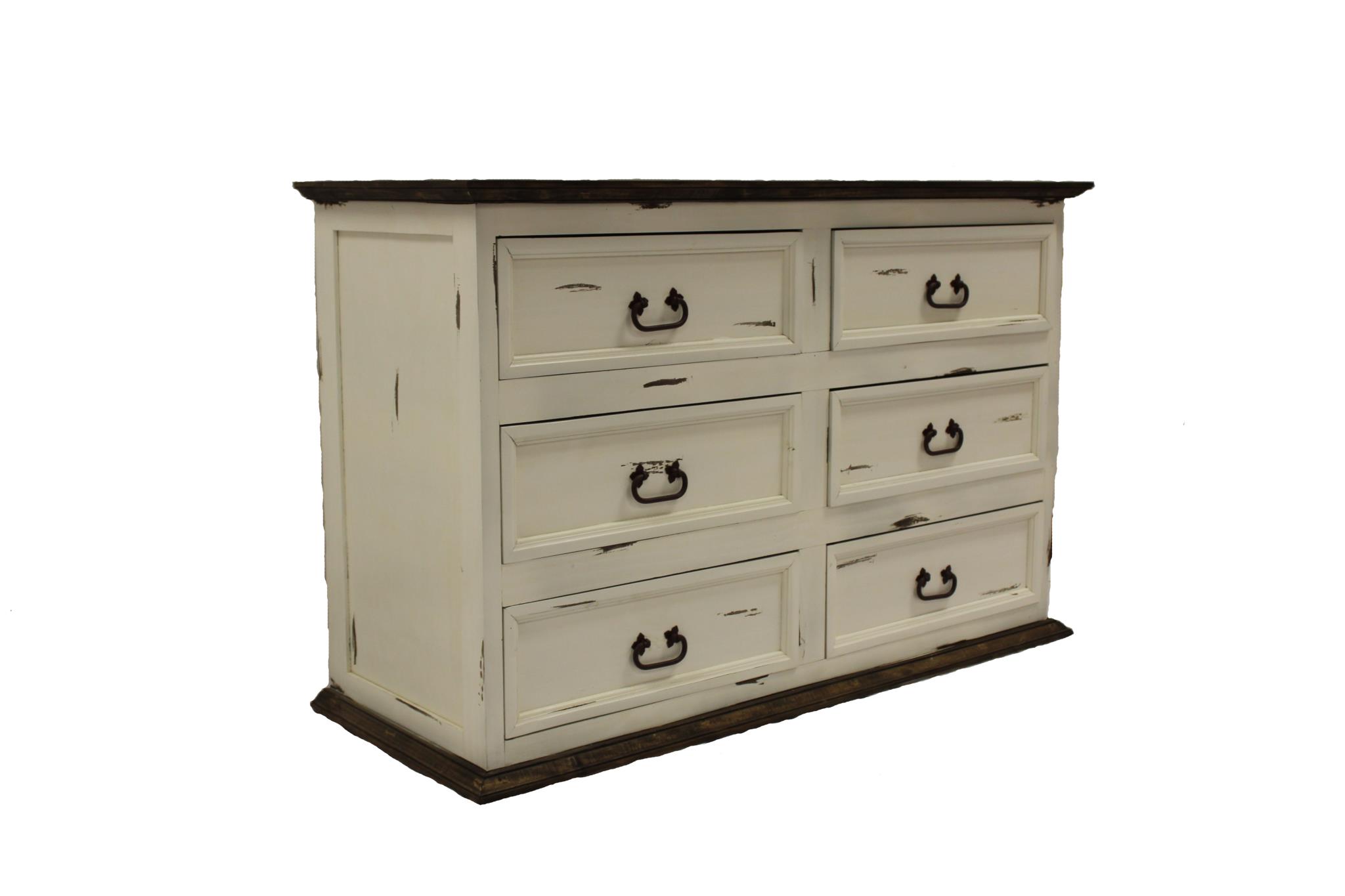 LMT Imports COM400DW Promo Distressed White 6Drawer Dresser at Sutherlands