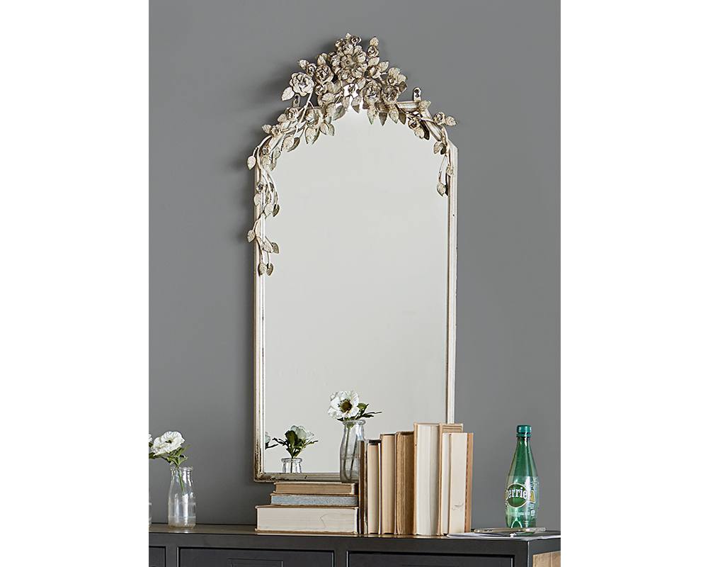 Magnolia Home 90911503 Jo's White Metal Framed Floral Mirror at Sutherlands