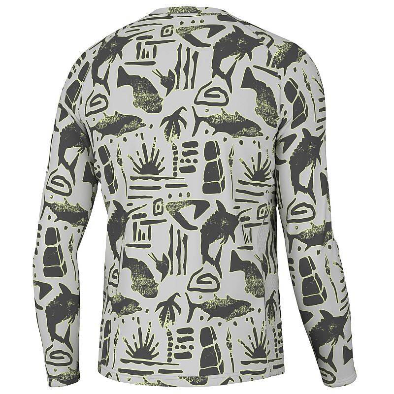 HUK H1200616-034-3X 3X-Large Harbor Mist Tiki Beach Pursuit Long Sleeve ...