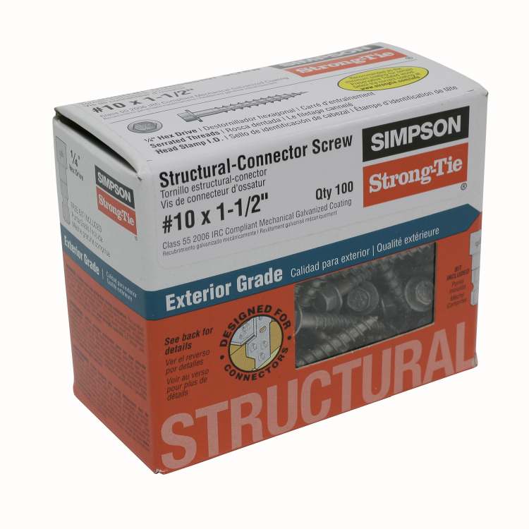 Simpson StrongTie® SD10112R100 Screw Structural 10x11/2 in 100pc at