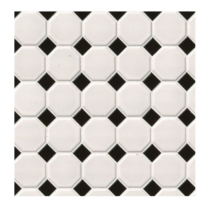 White And Black Matte Octagon Tile, White Octagon Tile