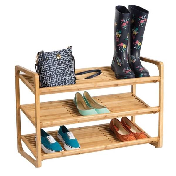 Honey-Can-Do SHO-01599 36 x 24-Inch Bamboo 3-Shelf Shoe Rack at