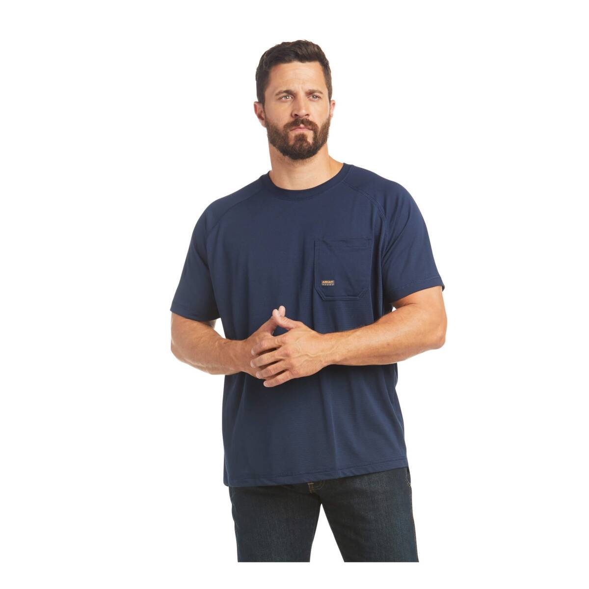 ARIAT® 10031038 2XL Regular Fit Navy Polyester Men's Short-Sleeve