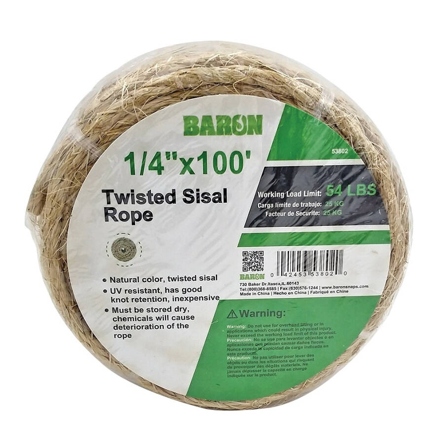 BARON 53802 1/4-Inch X 100-Foot Twisted Sisal Rope #2755650 at Sutherlands