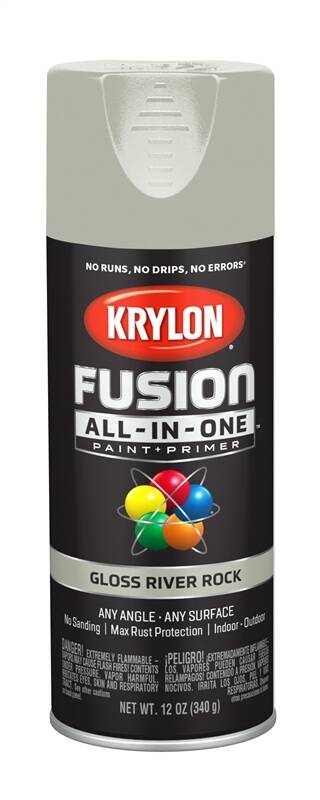 Krylon K02721007 12-Ounce Gloss River Rock Fusion All-In-One Paint Plus ...